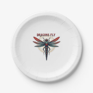 Cottagecore Aesthetic Dragonfly Mushroom Witchy Fl Paper Plates