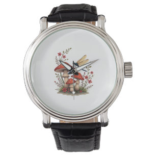 Cottagecore Aesthetic Dragonfly Mushroom Witchy Fl Watch
