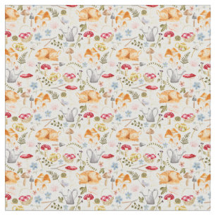 Cottagecore Aesthetic Fabric with mushrooms 
