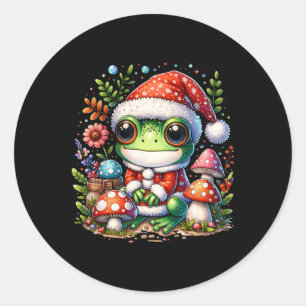 Cottagecore Aesthetic Frog Christmas Mushroom Men Classic Round Sticker