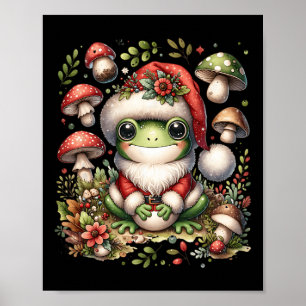 Cottagecore Aesthetic Frog Christmas Mushroom Men Poster
