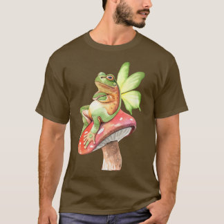 Cottagecore Aesthetic Frog Cute Fairy Frog On Mush T-Shirt