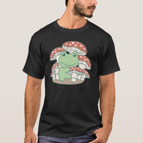 Cottagecore Aesthetic Frog In The Forest In T_Shirt