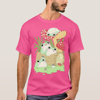 Cottagecore Aesthetic Frog Lying On Mushroom Cute T-Shirt