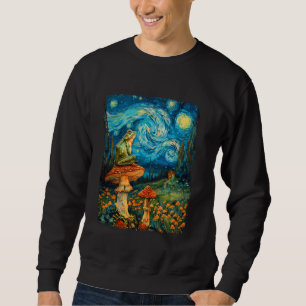 Cottagecore Aesthetic Frog Mushroom Starry Night P Sweatshirt