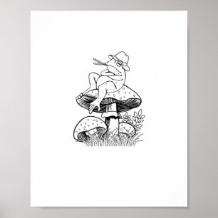 Cottagecore Aesthetic Frog On A Mushroom Goblincor Poster