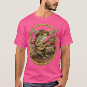 Cottagecore Aesthetic Frog With Hat Playing Banjo  T-Shirt