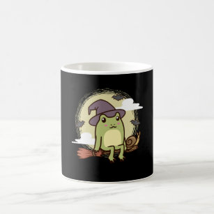 Cottagecore Aesthetic Frog with Witch Broom Snail Coffee Mug