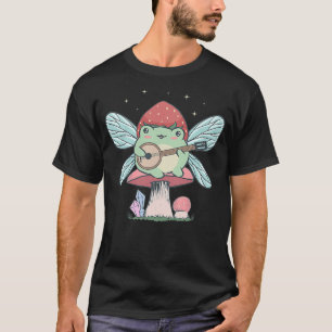 Cottagecore Aesthetic Kawaii Cute Fairy Frog Banjo T-Shirt