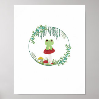 Cottagecore Aesthetic Kawaii Frog Goblincore Cute Poster