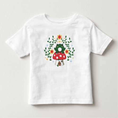 Cottagecore Aesthetic Kawaii Frog on Mushroom Cott Toddler T_shirt