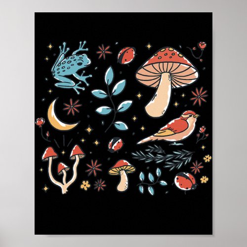Cottagecore Aesthetic Mushroom Cute Fungi Witchy Poster