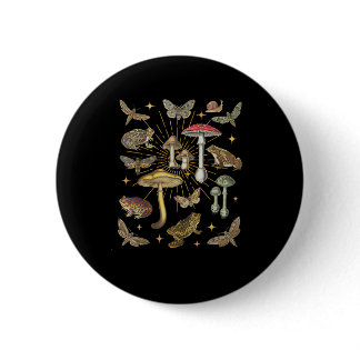 Cottagecore Aesthetic Mushroom Frog Butterfly Gobl Button