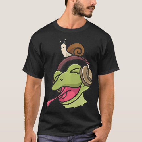 Cottagecore Aesthetic Mushroom Frog Snail Music T_Shirt