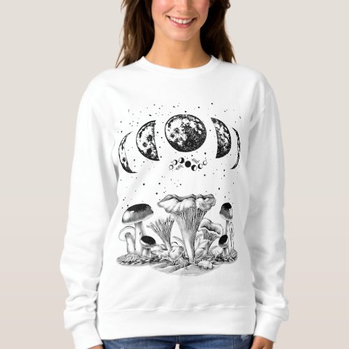 Cottagecore Aesthetic Mushroom  Fungi Lunar Moon  Sweatshirt