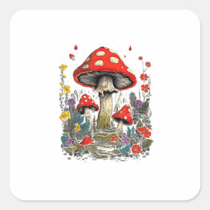 Cottagecore Aesthetic Mushroom Goblincore Minimal Square Sticker
