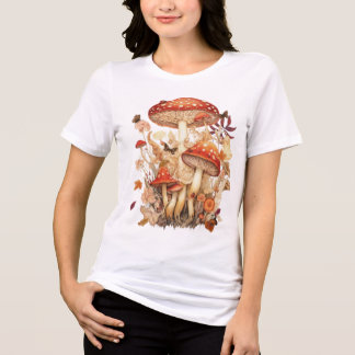 Cottagecore Amanita Mushroom Design 🍄🌿 Tri-Blend Shirt