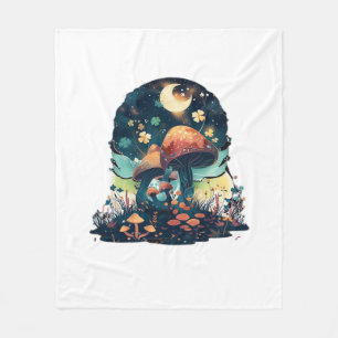 Cottagecore And Aesthetic Goblincore Mushroom Fair Fleece Blanket
