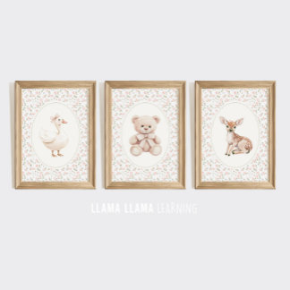 Cottagecore Animal Nursery Wall Art Print Set