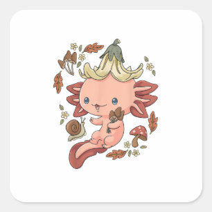 Cottagecore Axolotl Aestethic Mushrooms Cute Gobli Square Sticker