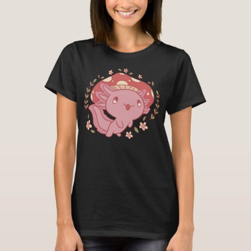 Cottagecore Axolotl With Mushroom T_Shirt