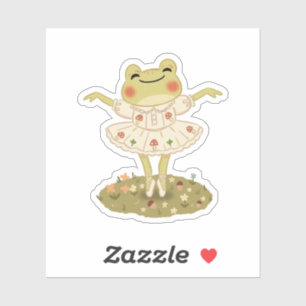 Cottagecore Ballet Frog Mushroom Art Sticker