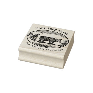 Cottagecore Bear Template Small Business Rubber Stamp
