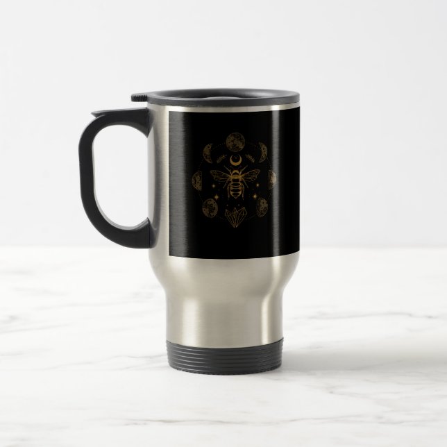 Cottagecore Bee Mystical Magical Goblincore Moon P Travel Mug (Left)