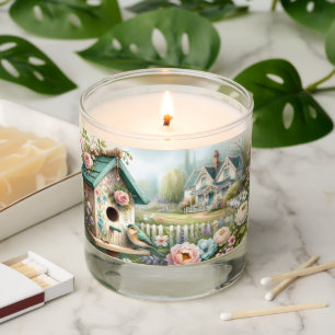Cottagecore Birdhouse with Floral Garden Scented Candle