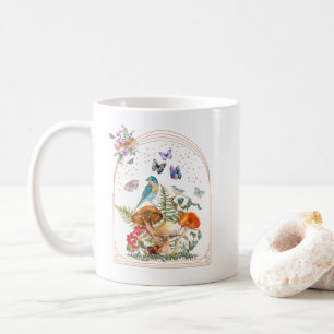 Cottagecore Birds, Mushrooms and Butterflies Coffee Mug