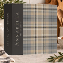 Cottagecore Black Tan Plaid Monogram Recipe