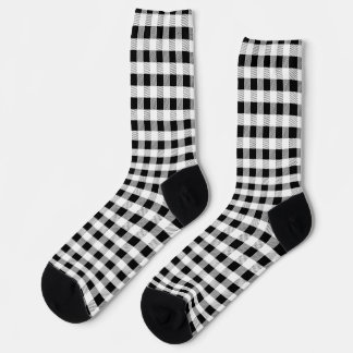 Cottagecore Black White Gingham Motif Socks
