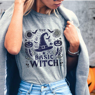 Cottagecore Black White Witch Hat Halloween Womens T-Shirt