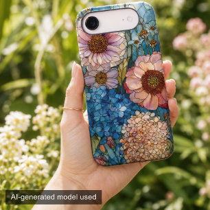 Cottagecore Blue and Pink Floral Stained Glass  iPhone 17 Air Case