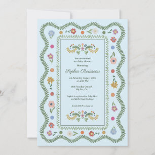Cottagecore Blue Boy Baby Shower Invitation