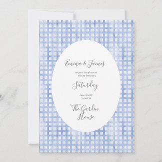 Cottagecore Blue Paid checkered Invitation