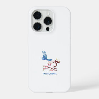 Cottagecore Bluebird Cherry Blossom Be Kind It Is iPhone 15 Pro Case