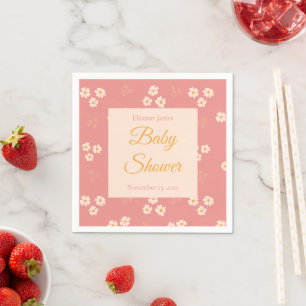 Cottagecore Blush Pink Daisy Floral Napkins