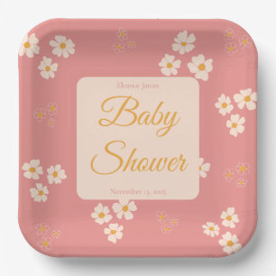 Cottagecore Blush Pink Daisy Floral Paper Plates