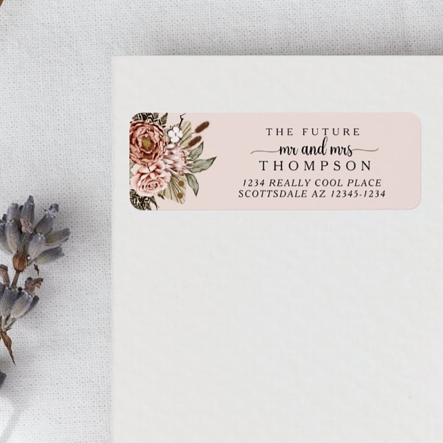 Cottagecore Boho Floral Wedding Return Address Label (Creator Uploaded)