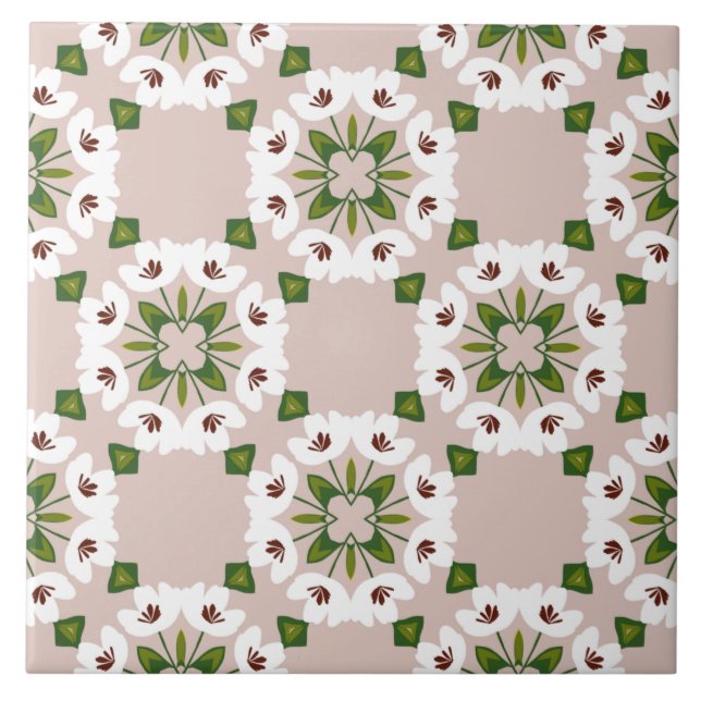 Cottagecore Botanical Flower Ceramic Tile (Front)