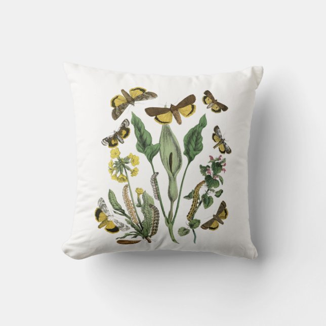 Cottagecore Botanical Moth & Butterfly Cushion (Front)
