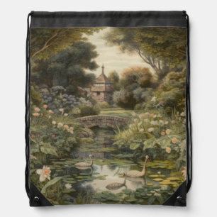 Cottagecore Botanical Swan Nature Cinch Bag