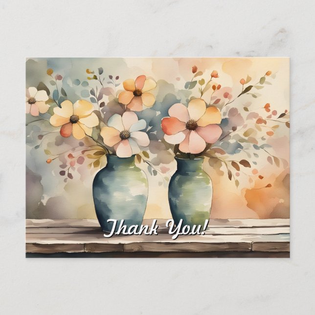 Cottagecore Bouquets Thank You Postcard (Front)