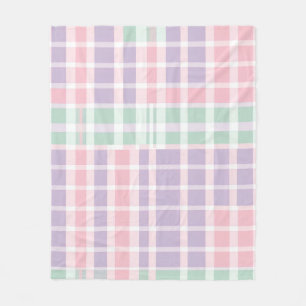 Cottagecore Buffalo Plaid Pastel Spring Cozy Fleece Blanket
