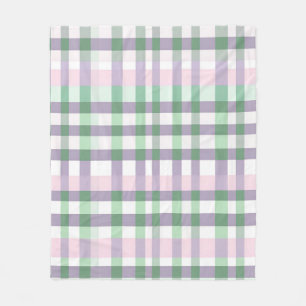 Cottagecore Buffalo Plaid Pastel Spring Cozy Fleece Blanket