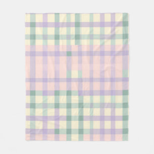 Cottagecore Buffalo Plaid Pastel Spring Cozy Fleece Blanket