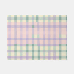 Cottagecore Buffalo Plaid Pastel Spring Modern Doormat