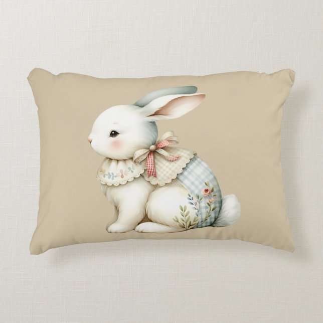 Cottagecore Bunny Charm Accent Pillow (Front)