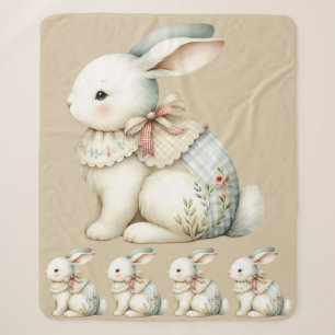 Cottagecore Bunny Charm Baby Blanket